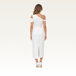 Asymmetric Draped Satin Midi Dress