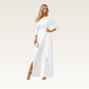 Asymmetric One-Shoulder Wide-Leg Jumpsuit White