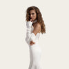 Asymmetric Strap Fitted Satin Gown-side