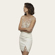 Backless Boho Satin Mini Dress-Ivory