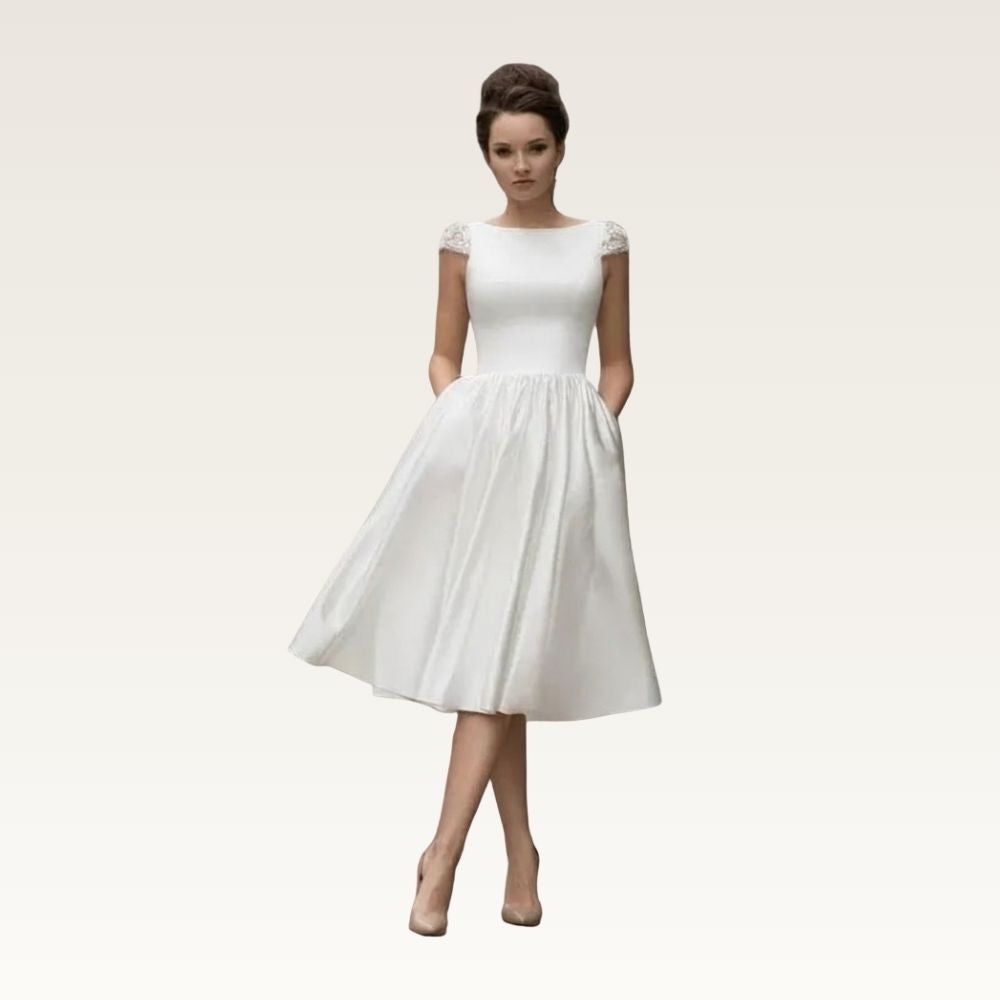 Cap Sleeve Backless Wedding Dress