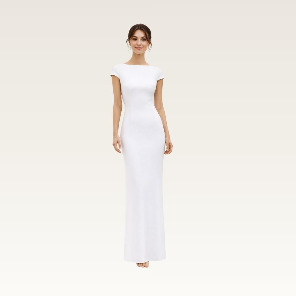 Cap Sleeve Open Back Column Dress