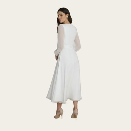 Chiffon Long Sleeve Midi Dress