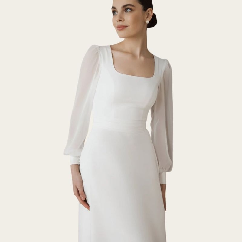 Chiffon Long Sleeve Midi Dress