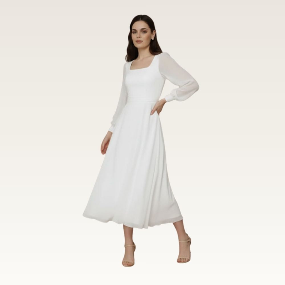 Chiffon Long Sleeve Midi Dress