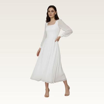 Chiffon Long Sleeve Midi Dress