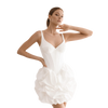 Corset Satin Bubble Mini Dress in white