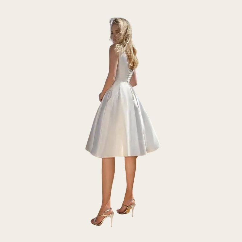 Deep V-Neck Satin Wedding Dress back