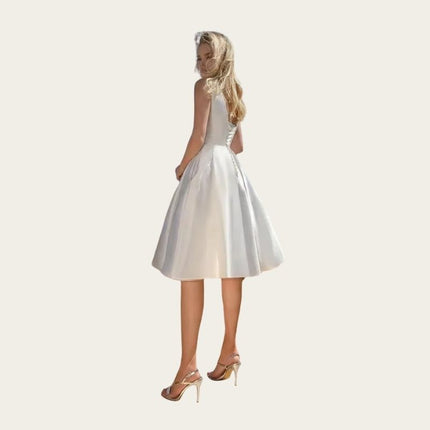 Deep V-Neck Satin Wedding Dress back