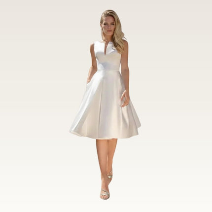 Deep V-Neck Satin Wedding Dress