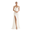 Draped Cowl Back Slit Gown Ivory