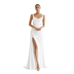 Draped Cowl Back Slit Gown White