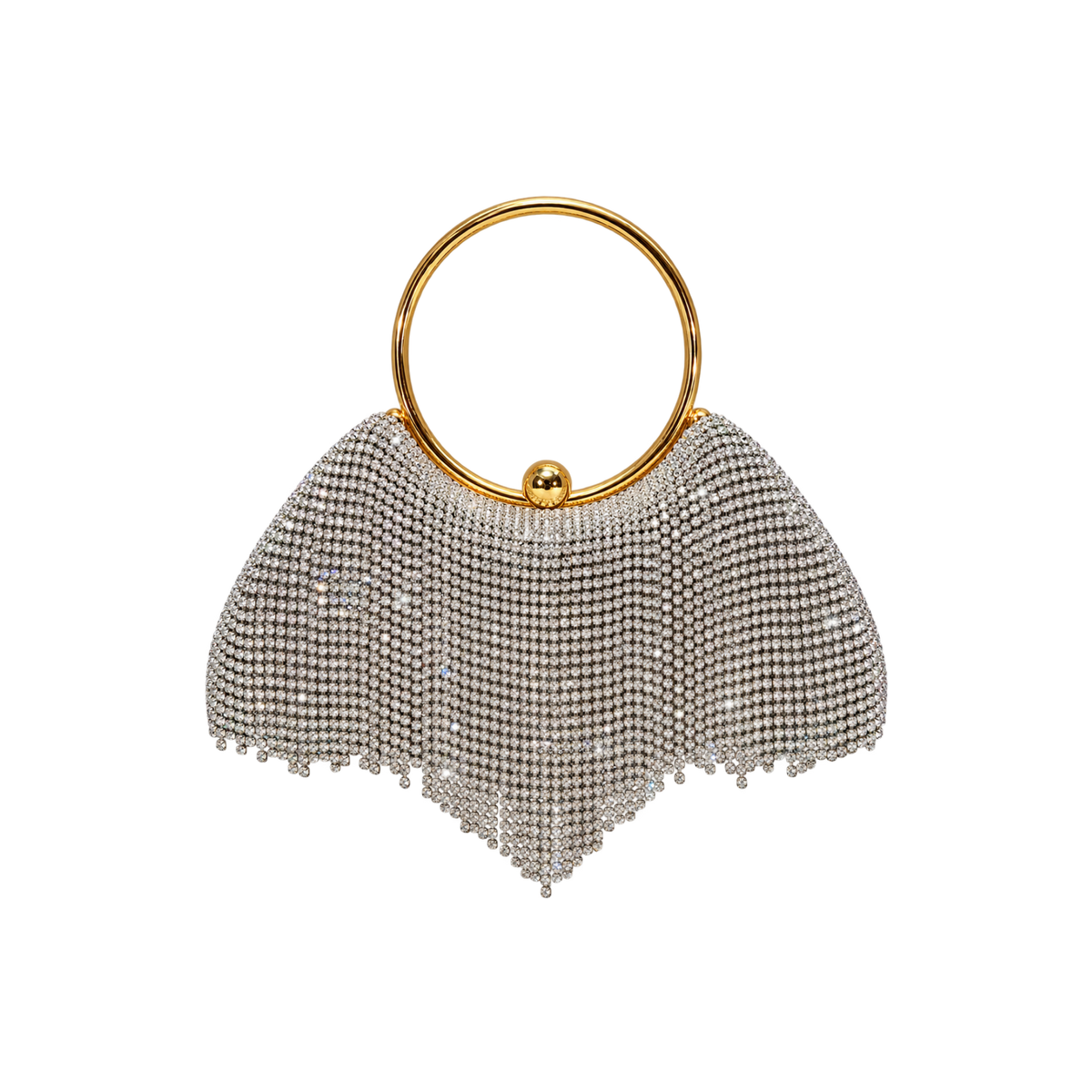 Draped Metallic Mesh Handle Bag