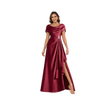 Draped Off-Shoulder Satin Maxi Dress