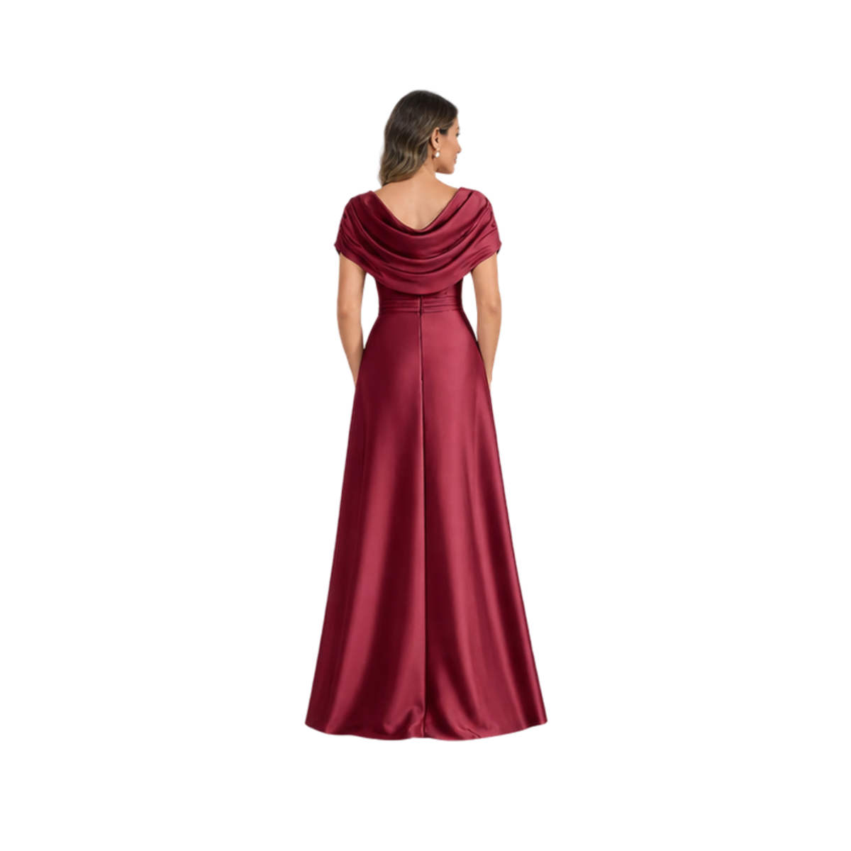 Draped Off-Shoulder Satin Maxi Dress