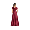Draped Off-Shoulder Satin Maxi Dress