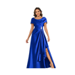 Draped Off-Shoulder Satin Maxi Dress