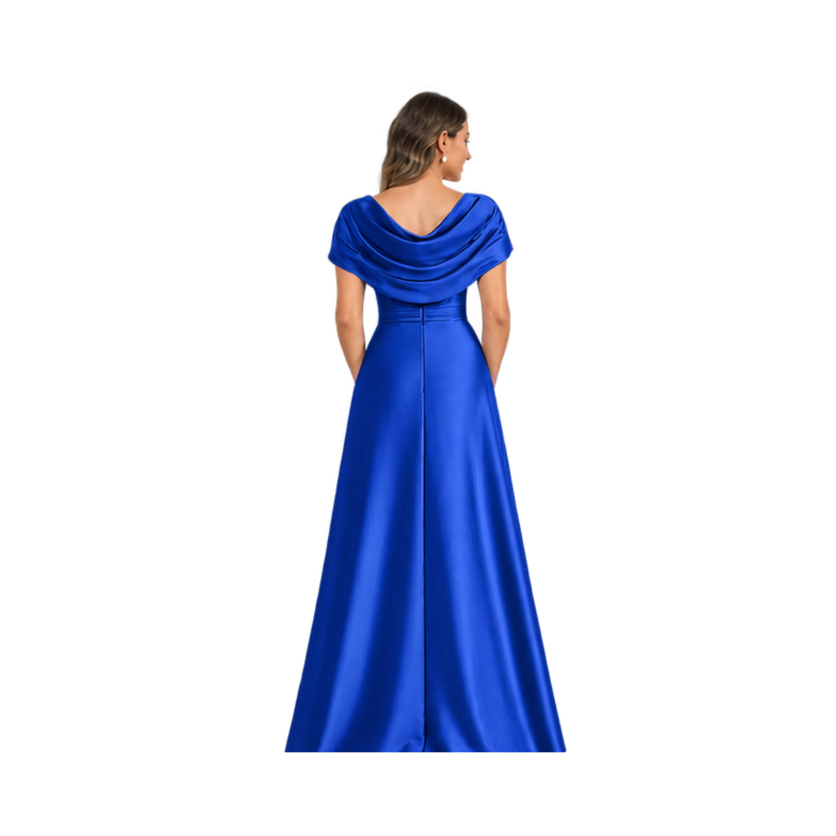 Draped Off-Shoulder Satin Maxi Dress