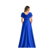 Draped Off-Shoulder Satin Maxi Dress