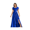 Draped Off-Shoulder Satin Maxi Dress