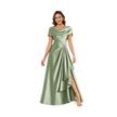 Draped Off-Shoulder Satin Maxi Dress