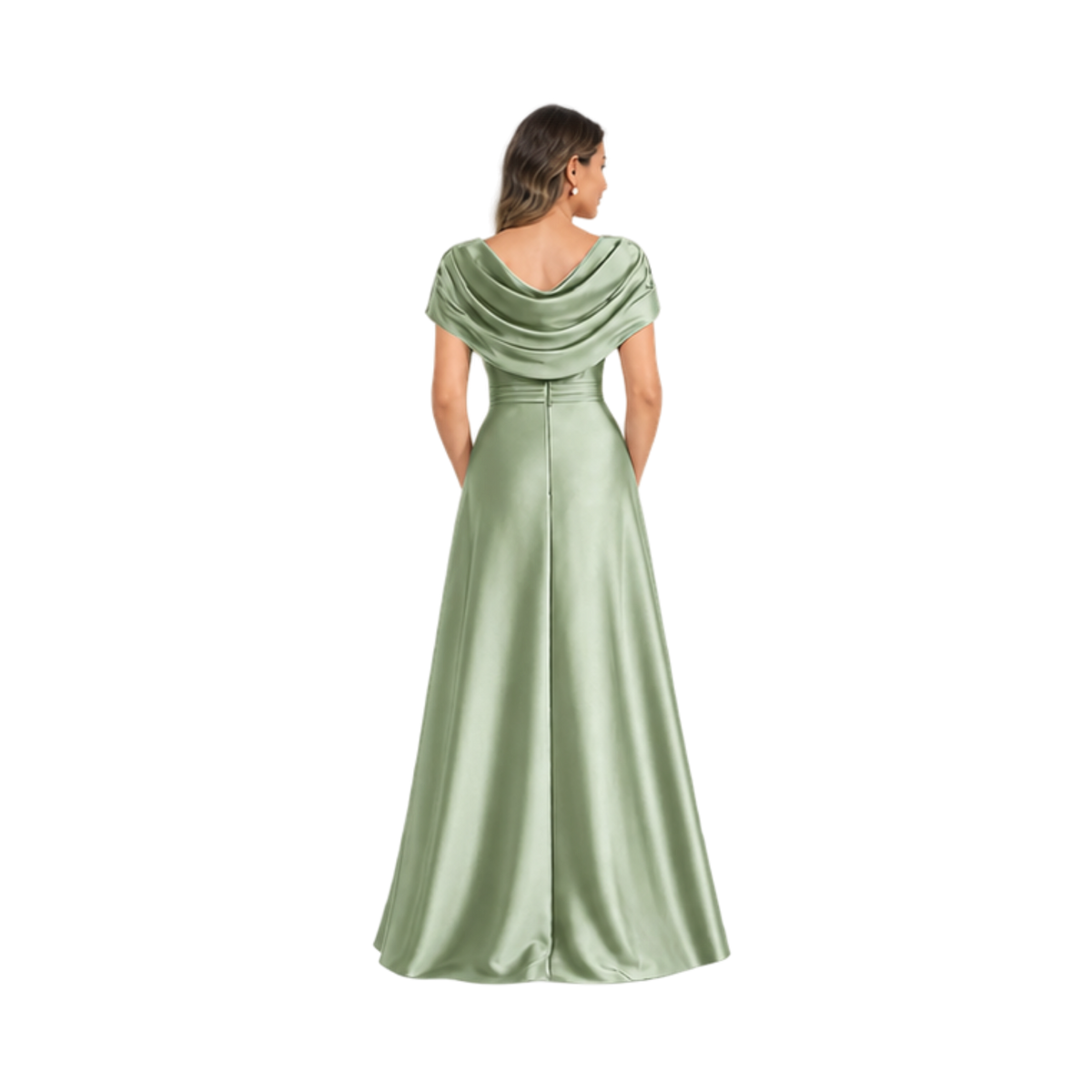 Draped Off-Shoulder Satin Maxi Dress