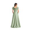Draped Off-Shoulder Satin Maxi Dress