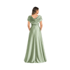 Draped Off-Shoulder Satin Maxi Dress