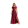 Draped Off-Shoulder Satin Maxi Dress