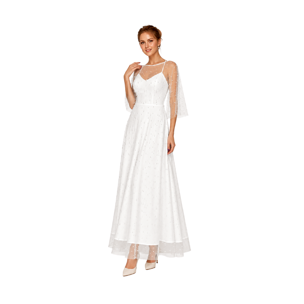Embellished Tulle A-Line Maxi Dress
