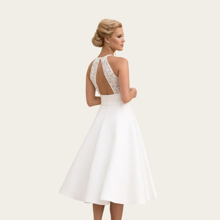 Halter A-Line with Lace Back-Back