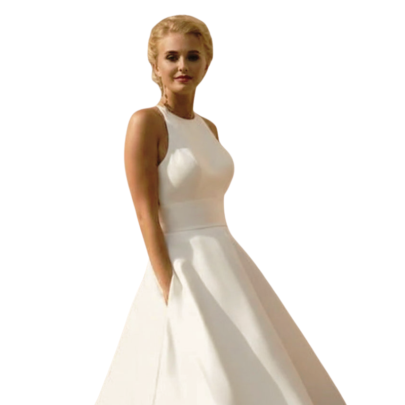 Halter A-Line with Lace Back Ivory