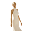 Halter Column Open Back Gown-ivory
