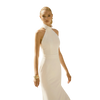 Halter Column Open Back Gown-ivory