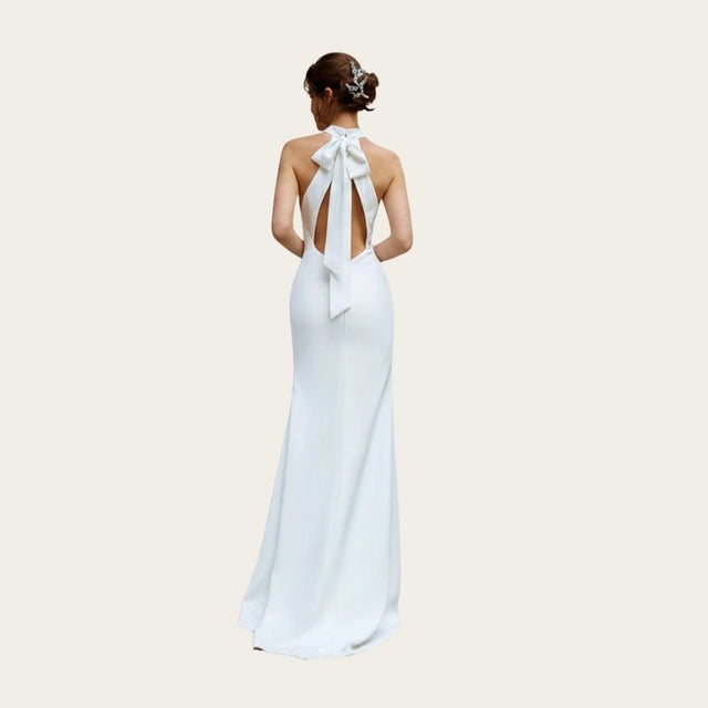 Halter Neck Open Back Gown-Back