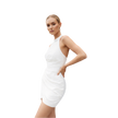 Halter Neck Satin Mini Dress-White