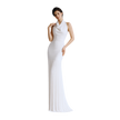 Halter Satin Pleated Column Gown White