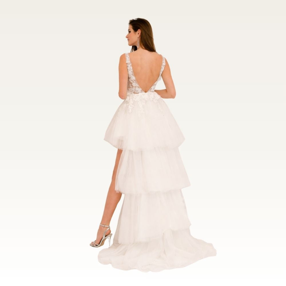 High-Low Layered Tulle Dress Back