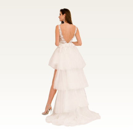 High-Low Layered Tulle Dress Back