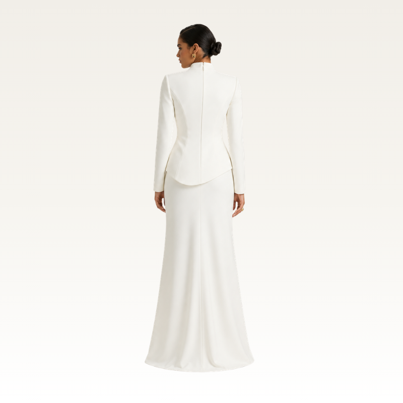 High-Neck Drop-Waist Maxi Dress