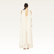 High Neck Satin Cape Gown Back