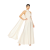 High Neck Satin Cape Gown Ivory