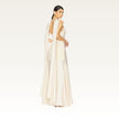 High Neck Satin Cape Gown Side