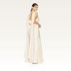 High Neck Satin Cape Gown Side