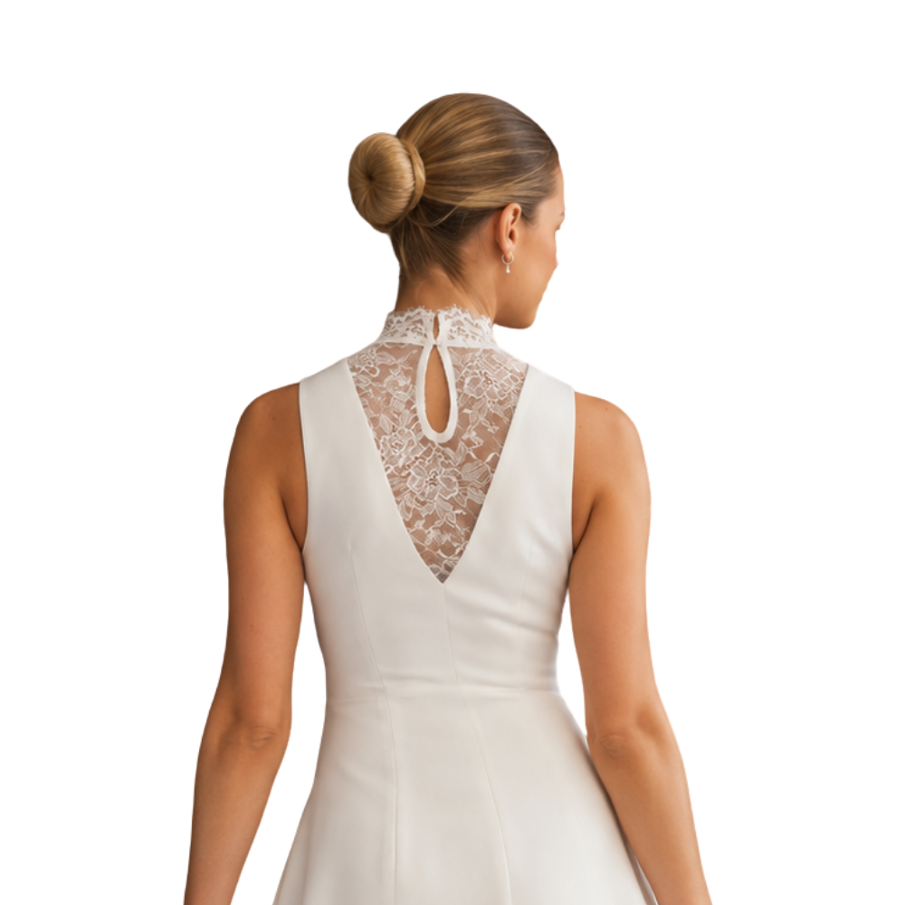 Illusion Lace Satin Mini Dress