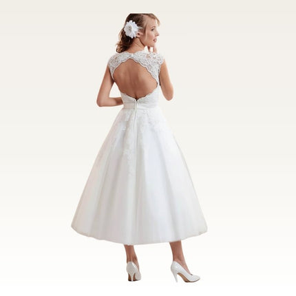 Lace Bodice Open-Back Midi Dress Back