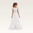 Lace Crop Top Chiffon Skirt Set