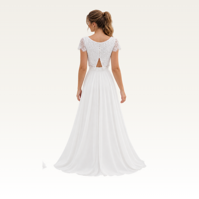 Lace Crop Top Chiffon Skirt Set
