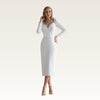 Long Sleeve Jersey Midi Wedding Dress