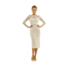 Long Sleeve Lace Column Dress-Ivory